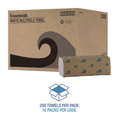 Boardwalk Green Multifold Towels, 1-ply, 9.3 X 9.5, Natural White, 250/pack, 16 Packs/carton