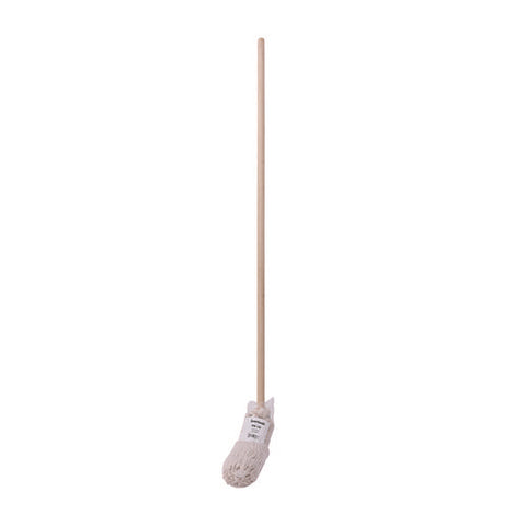 Handle/deck Mops, #20 White Cotton Head, 54" Natural Wood Handle