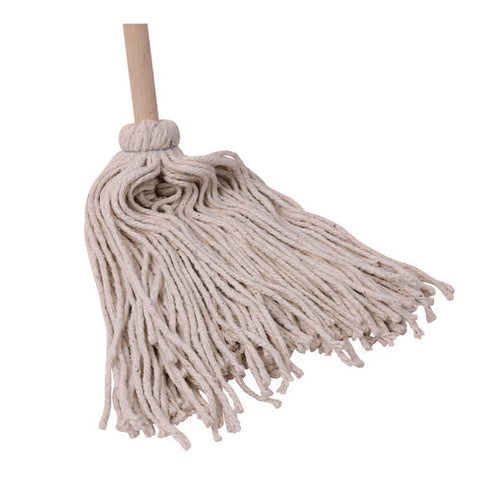 Handle/deck Mops, #20 White Cotton Head, 54" Natural Wood Handle