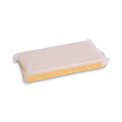 Light-duty Scrubbing Sponge, Individually Wrapped, 3.6 X 6.1, 0.7" Thick, Yellow/white, 20/carton