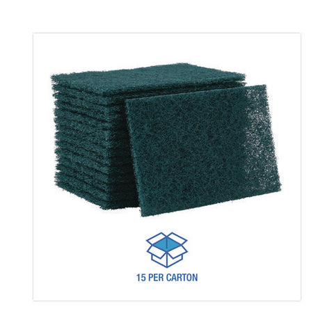 Heavy-duty Scouring Pad, 6 X 9, Green, 15/carton