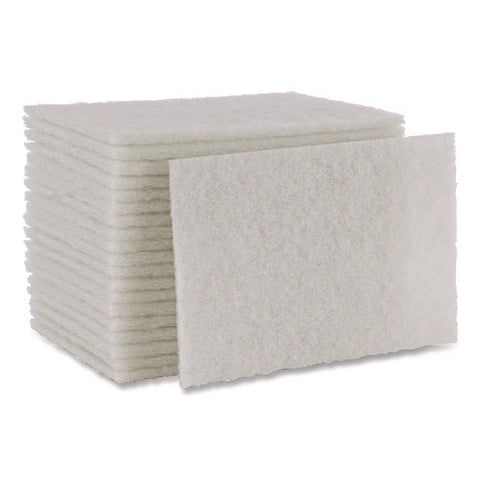 Light-duty Scouring Pad, 6 X 9, White, 20/carton