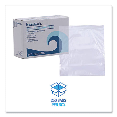 Reclosable Freezer Storage Bags, 1 Gal, 10.5" X 11", Clear, 250/box