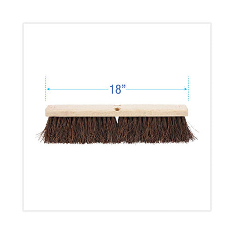 Floor Brush Head, 3.25" Natural Palmyra Fiber Bristles, 18" Brush