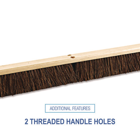 Floor Brush Head, 3.25" Brown Palmyra Fiber Bristles, 36" Brush