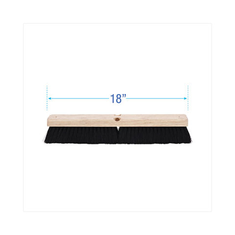 Floor Brush Head, 2.5" Black Tampico Fiber Bristles, 18" Brush