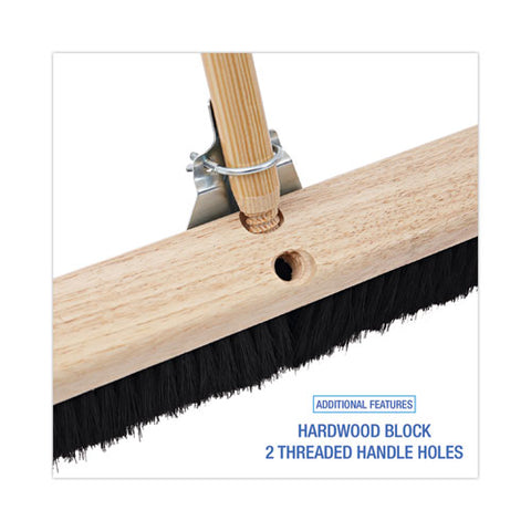 Floor Brush Head, 2.5" Black Tampico Fiber Bristles, 36" Brush