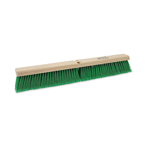 Floor Broom Head, 3" Green Flagged Recycled Pet Plastic Bristles, 24" Brush