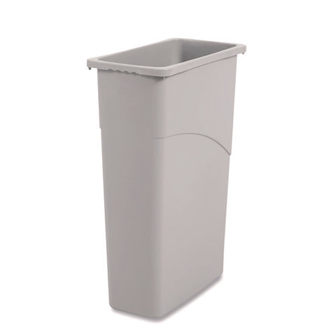 Slim Waste Container, 23 Gal, Plastic, Gray