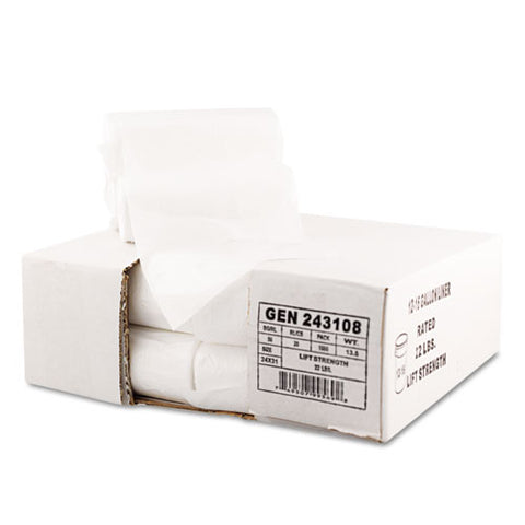 High-density Can Liners, 16 Gal, 7 Mic, 24" X 31", Natural, Perforated Roll, 50 Bags/roll, 20 Rolls/carton