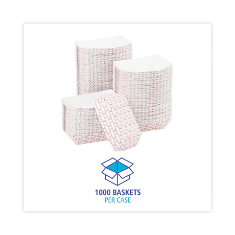 Paper Food Baskets, 0.25 Lb Capacity, 2.69 X 4 X 1.05, Red/white, 1,000/carton