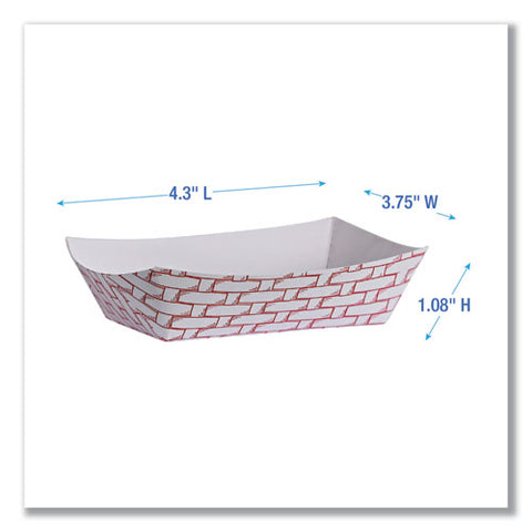 Paper Food Baskets, 6 Oz Capacity, 3.78 X 4.3 X 1.08, Red/white, 1,000/carton