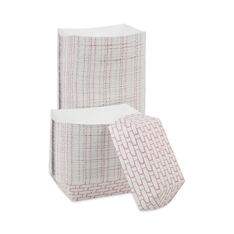 Paper Food Baskets, 3 Lb Capacity, Red/white, 500/carton