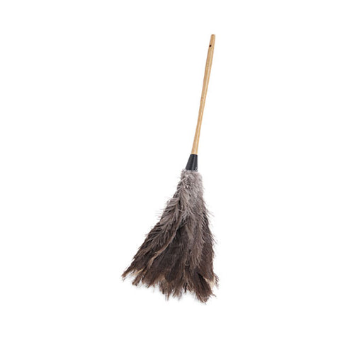 Professional Ostrich Feather Duster, 16" Wood Handle, 12" Gray Bristle