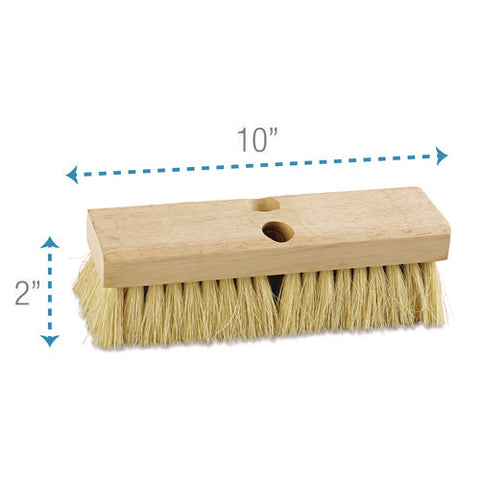 Deck Brush Head, 2" White Tampico Bristles, 10" Brush