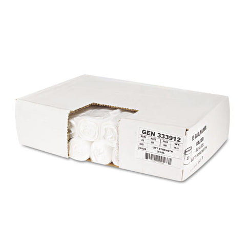 High-density Can Liners, 33 Gal, 9 Mic, 33" X 39", Natural, Perforated Roll, 25 Bags/roll, 20 Rolls/carton