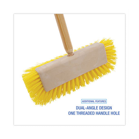 Dual-surface Scrub Brush, Yellow Polypropylene Bristles, 10" Brush, Plastic Handle