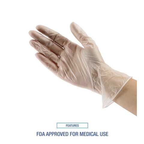 Exam Vinyl Gloves, Powder/latex-free, 3 3/5 Mil, Clear, Small, 100/box