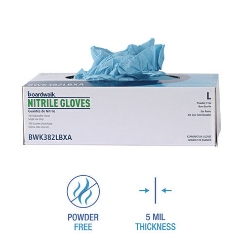 Disposable Examination Nitrile Gloves, Large, Blue, 5 Mil, 100/box