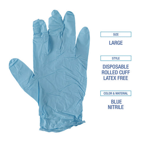 Disposable Examination Nitrile Gloves, Large, Blue, 5 Mil, 1,000/carton