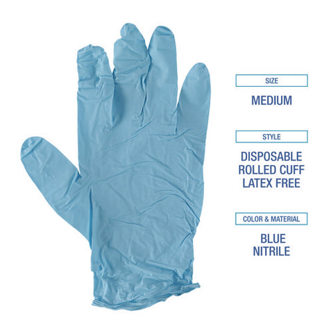 Disposable Examination Nitrile Gloves, Medium, Blue, 5 Mil, 1,000/carton