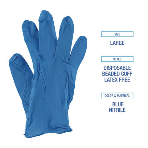 Disposable General-purpose Powder-free Nitrile Gloves, Large, Blue, 5 Mil, 100/box