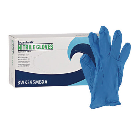 Disposable Powder-free Nitrile Gloves, Medium, Blue, 5 Mil, 100/box