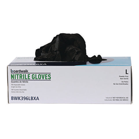 Disposable General-purpose Powder-free Nitrile Gloves, Large, Black, 4.4 Mil, 100/box