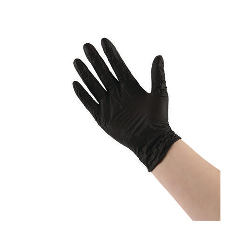 Disposable General-purpose Powder-free Nitrile Gloves, Large, Black, 4.4 Mil, 100/box