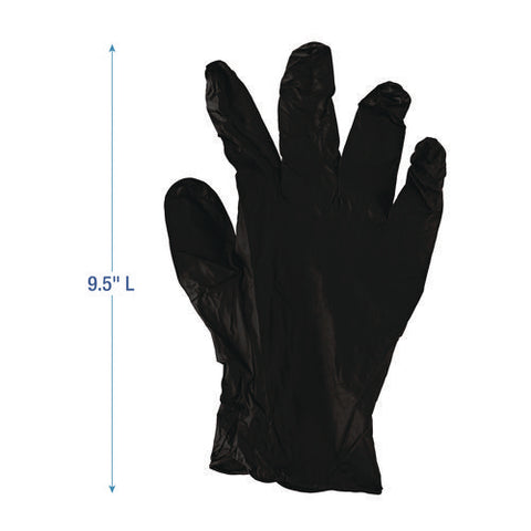 Disposable General-purpose Powder-free Nitrile Gloves, Large, Black, 4.4 Mil, 100/box