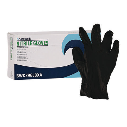 Disposable General-purpose Powder-free Nitrile Gloves, Large, Black, 4.4 Mil, 100/box