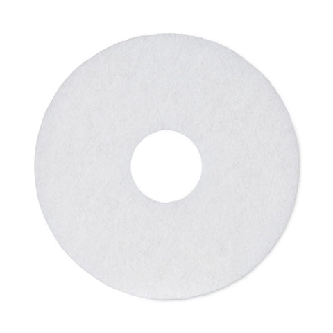 Polishing Floor Pads, 12" Diameter, White, 5/carton