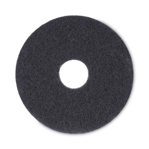 Stripping Floor Pads, 13" Diameter, Black, 5/carton