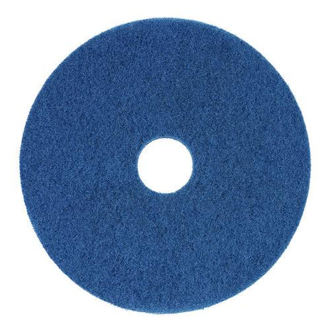 Scrubbing Floor Pads, 13" Diameter, Blue, 5/carton