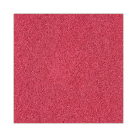 Buffing Floor Pads, 13" Diameter, Red, 5/carton