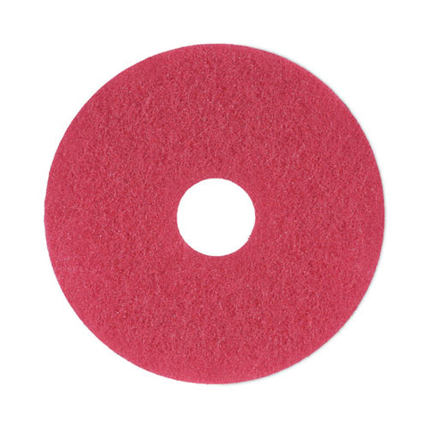 Buffing Floor Pads, 13" Diameter, Red, 5/carton