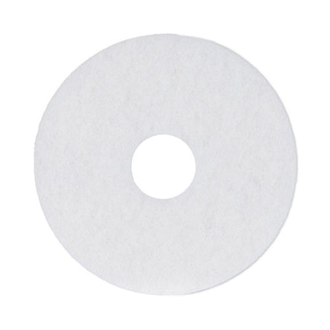 Polishing Floor Pads, 13" Diameter, White, 5/carton