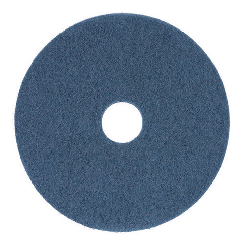 Scrubbing Floor Pads, 14" Diameter, Blue, 5/carton