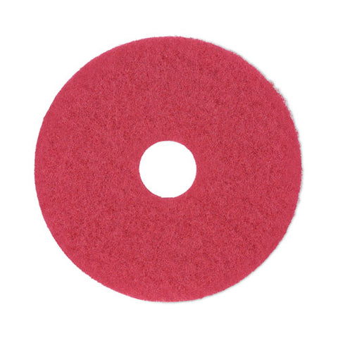 Buffing Floor Pads, 14" Diameter, Red, 5/carton