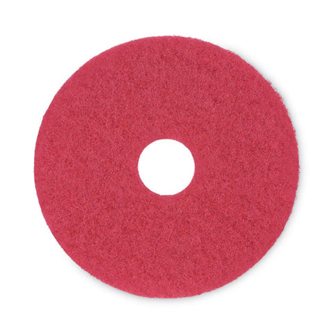 Buffing Floor Pads, 15" Diameter, Red, 5/carton