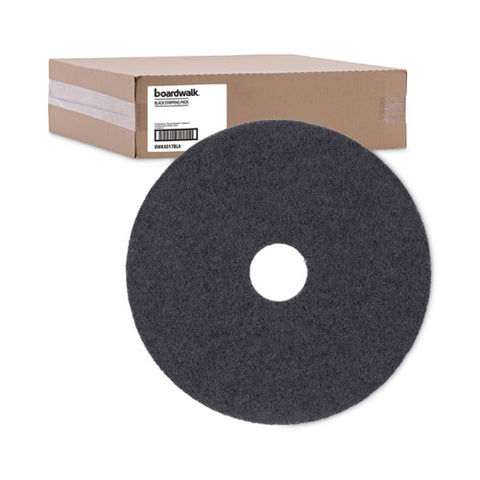 Stripping Floor Pads, 17" Diameter, Black, 5/carton