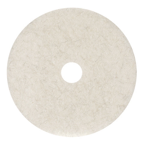 Natural Burnishing Floor Pads, 17" Diameter, White, 5/carton