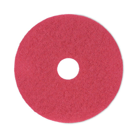 Buffing Floor Pads, 17" Diameter, Red, 5/carton