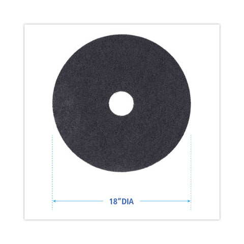 Stripping Floor Pads, 18" Diameter, Black, 5/carton