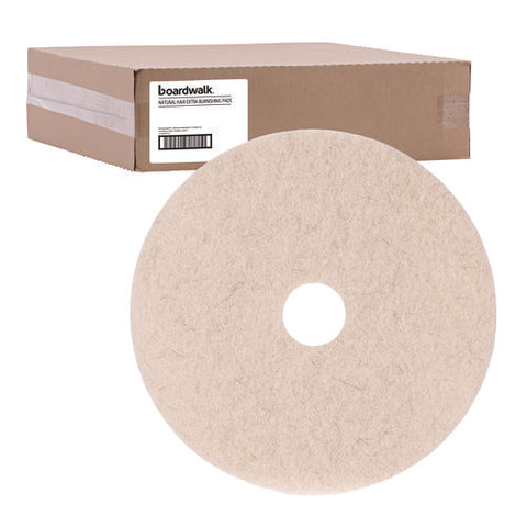 Natural Hog Hair Burnishing Floor Pads, 19" Diameter, Tan, 5/carton