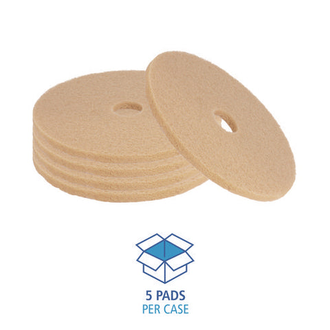 Burnishing Floor Pads, 19" Diameter, Tan, 5/carton