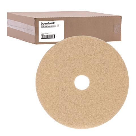 Burnishing Floor Pads, 19" Diameter, Tan, 5/carton