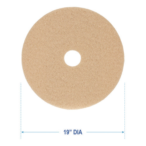 Burnishing Floor Pads, 19" Diameter, Tan, 5/carton