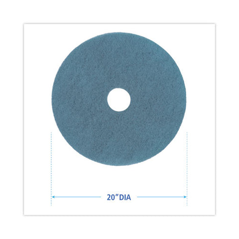 Burnishing Floor Pads, 20" Diameter, Aqua, 5/carton