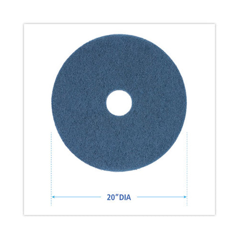 Scrubbing Floor Pads, 20" Diameter, Blue, 5/carton